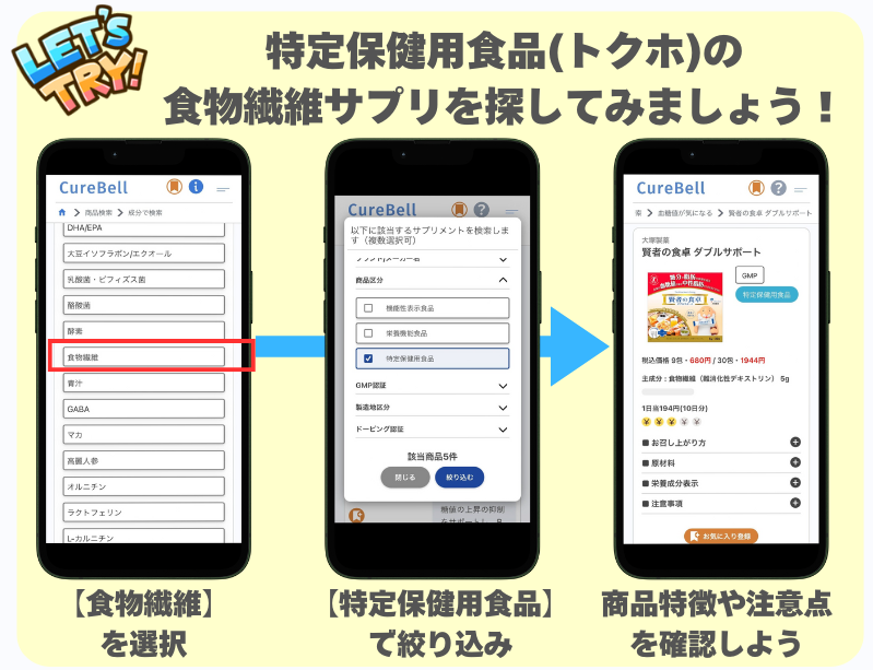 CureBellでのサプリメントの探し方