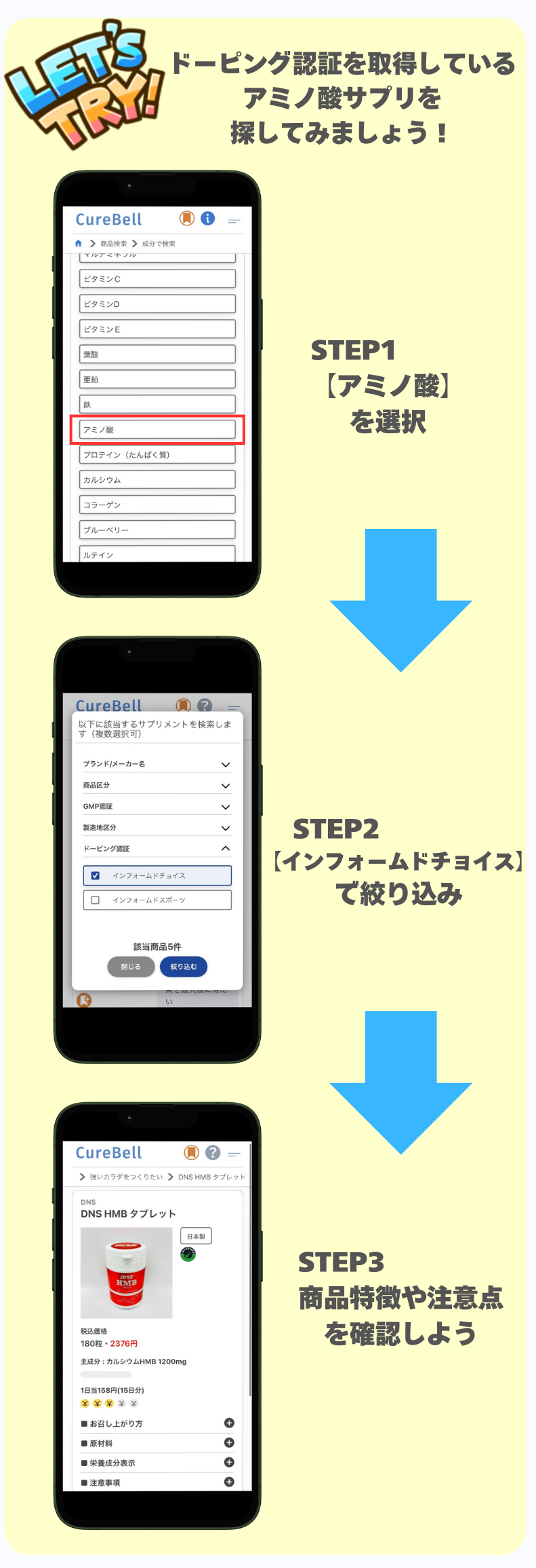 CureBellでのサプリメントの探し方