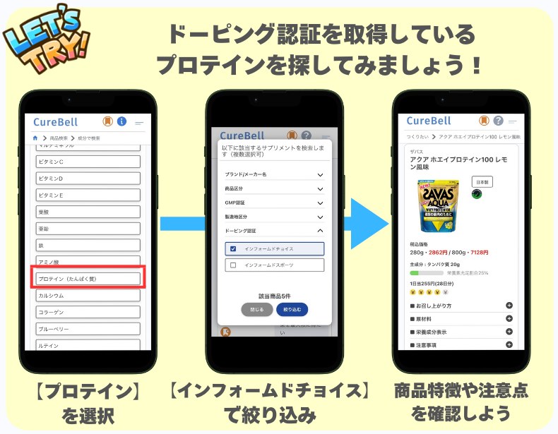 CureBellでのサプリメントの探し方