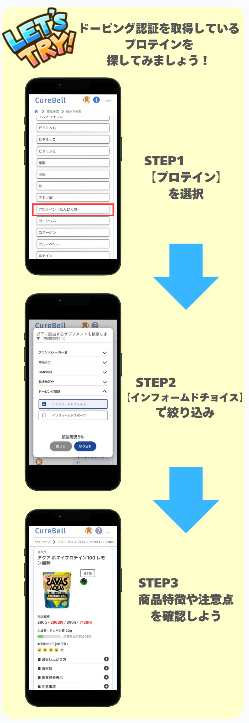 CureBellでのサプリメントの探し方