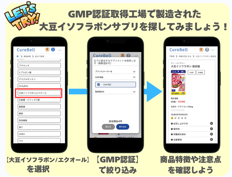CureBellでのサプリメントの探し方