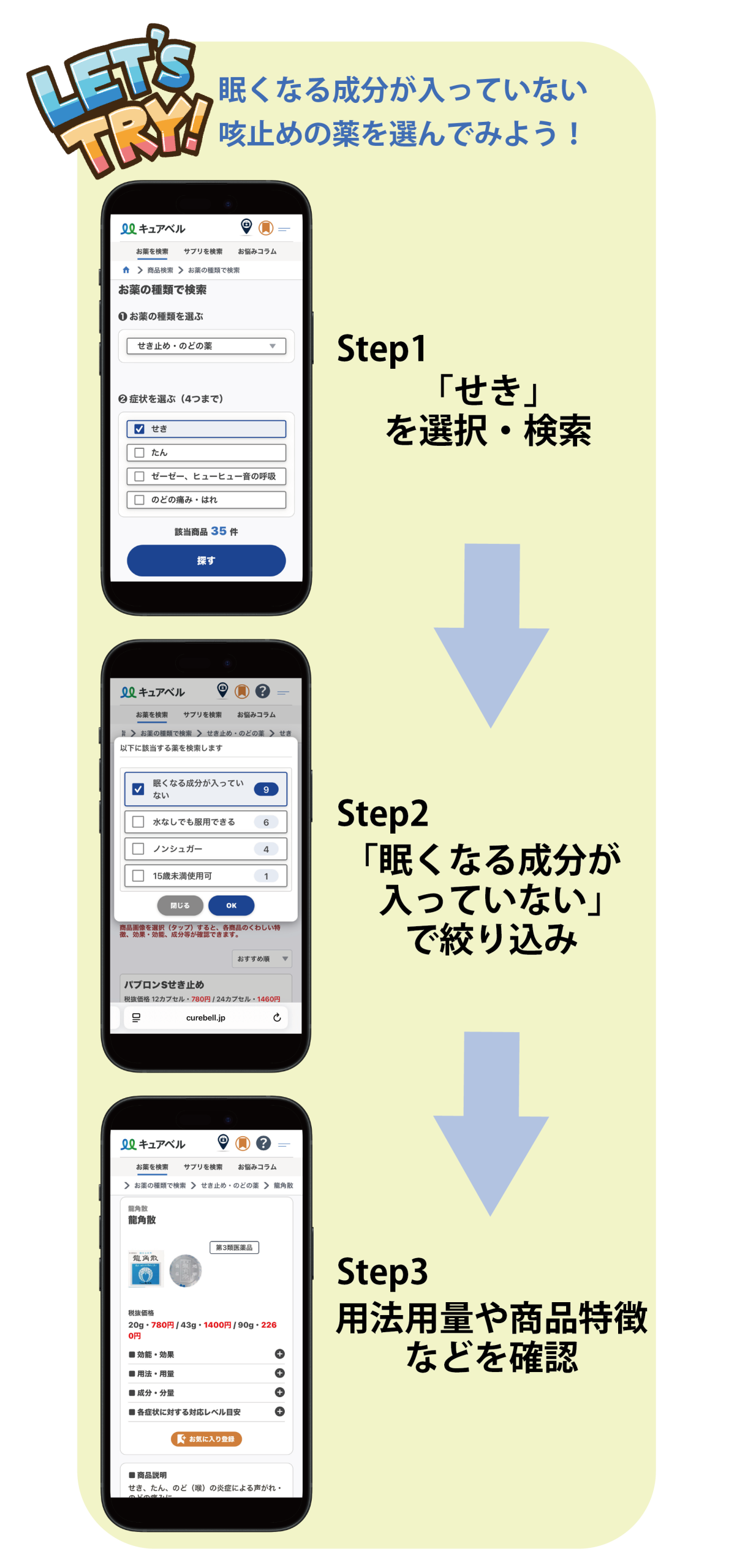 眠くなる成分が入っていない咳止めの薬の選び方
